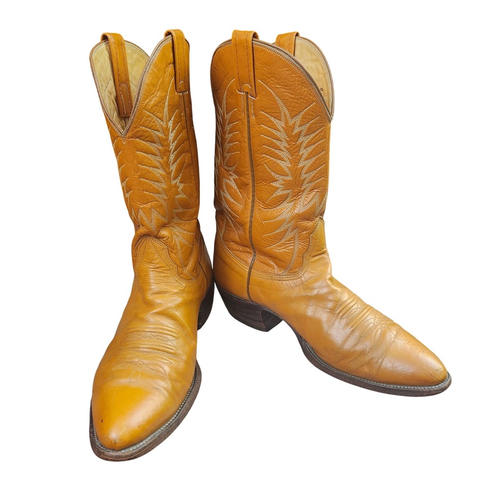 Nocona Mens Vintage Tan Leather Western Cowboy Boots Sz 11 D Rockabilly Rodeo